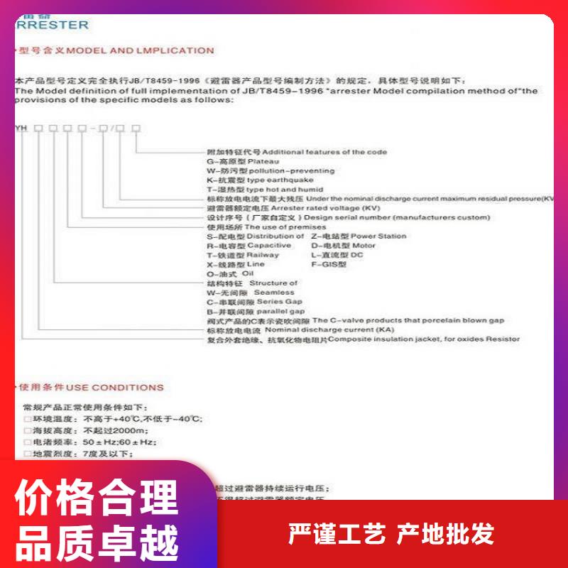 避雷器Y10W1-96/232上海羿振电力设备有限公司