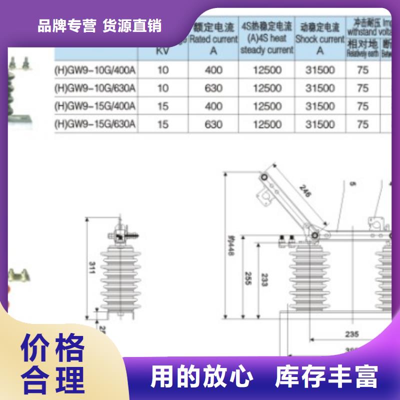 【户外高压交流隔离开关】HGW9-10G/400A推荐厂家