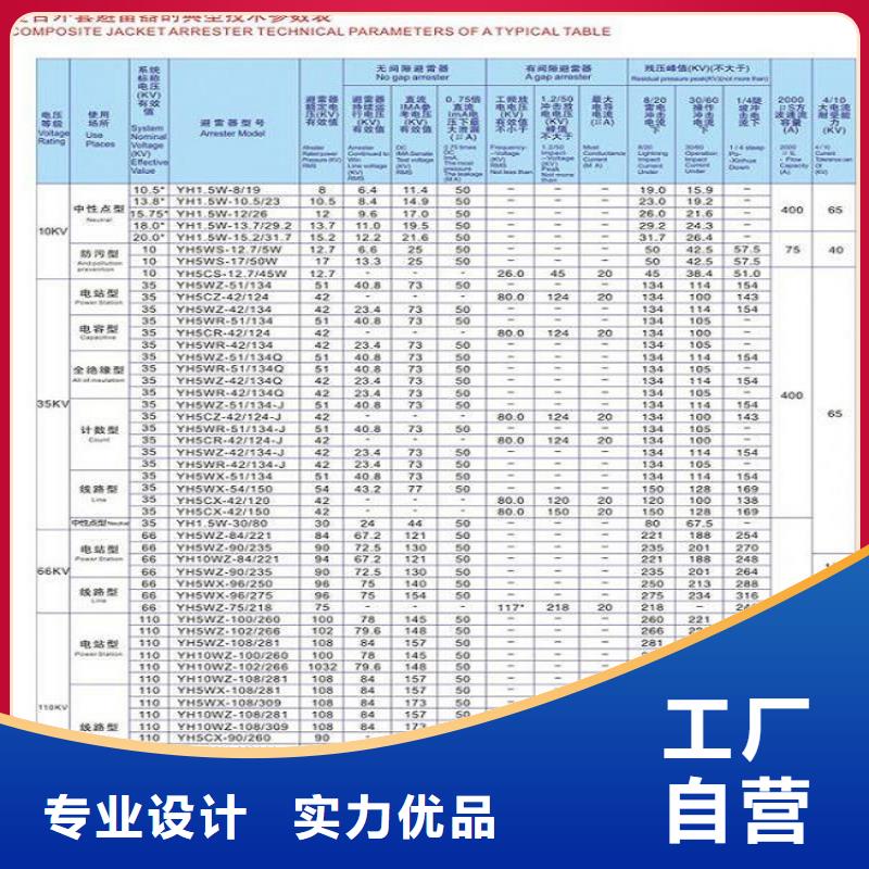 柳市厂家供应氧化锌避雷器YH10W-96/250】