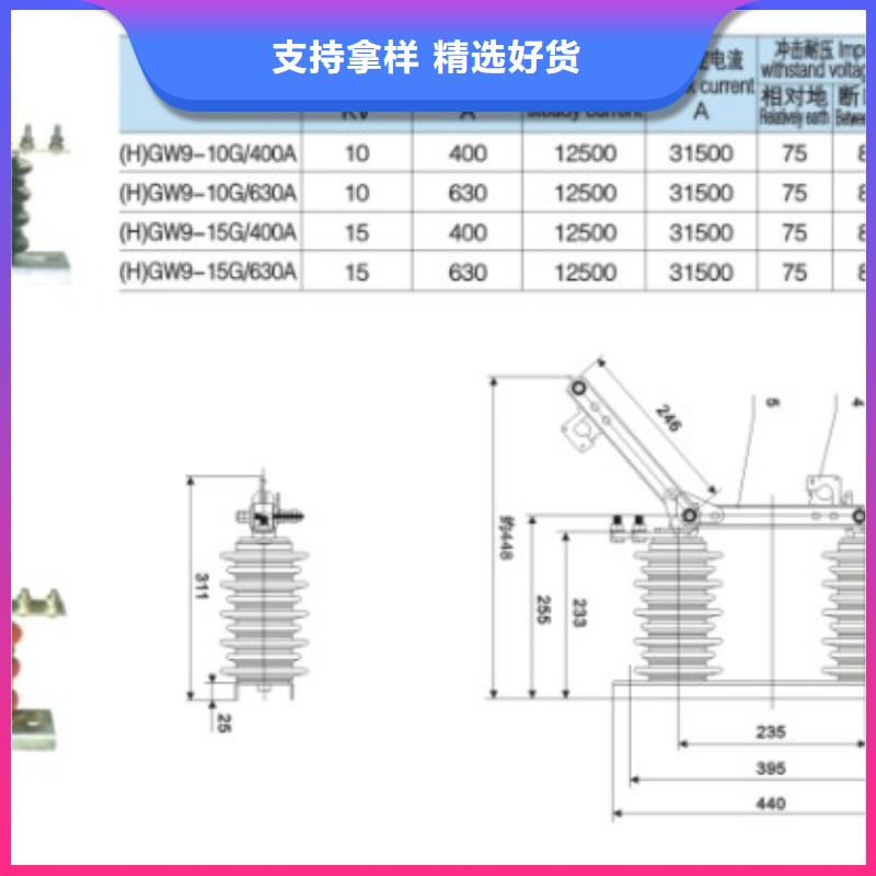 三相交流隔离开关GW9-10KV/400单柱立开,不接地,操作型式:手动